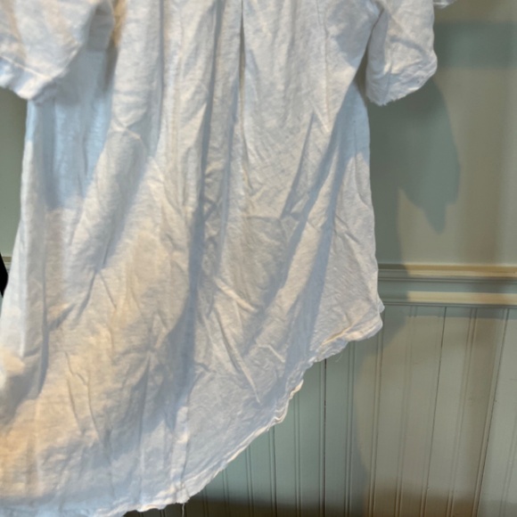 Free People White Short Sleeve V-Neck Linen Flowy Shirt Size XS C001 - Picture 11 of 12